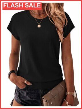Women's Short Sleeve Crewneck Sweater 100% Viscose Knit Pullover